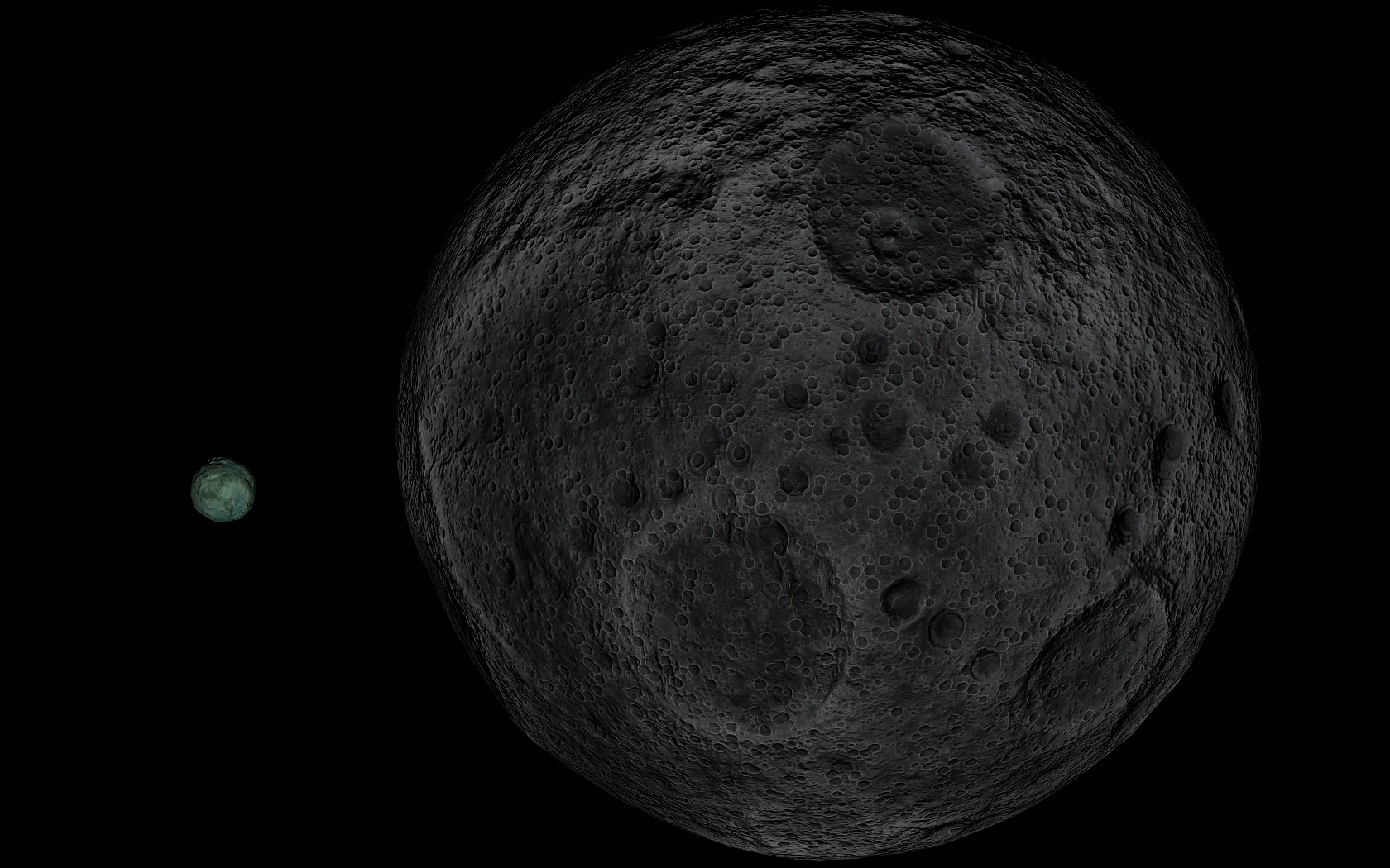 A full Minmus passing by at just 1.4° from a nearly full Mun